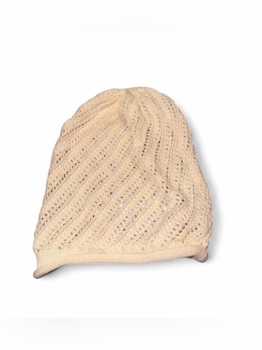 Charlotte Russe Cream Open-Weave Knit Slouch Beanie